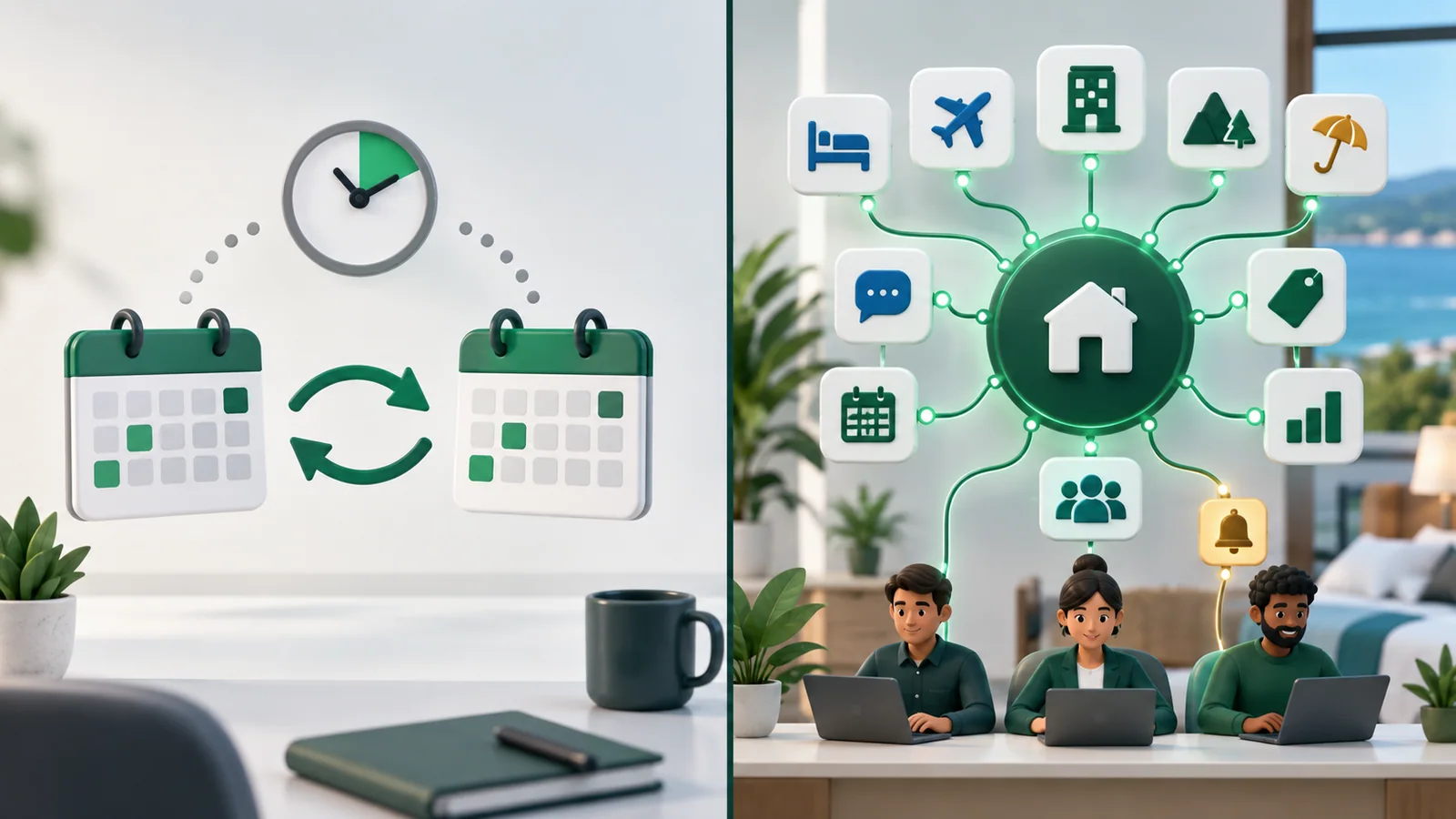 Comparison between delayed iCal availability exchange and a connected channel-manager workflow