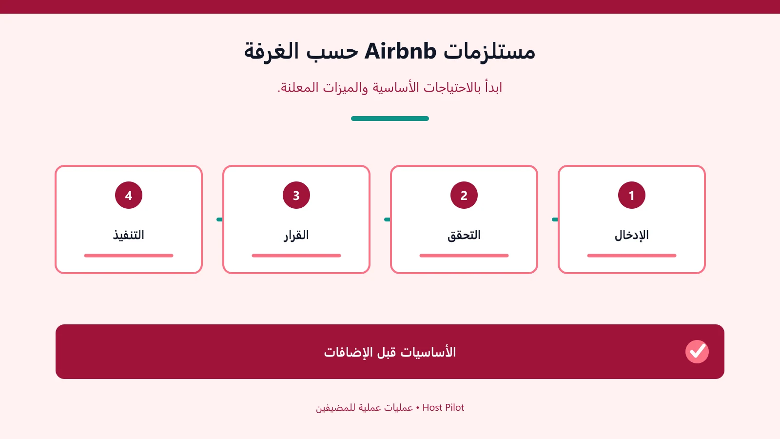مستلزمات Airbnb حسب الغرفة