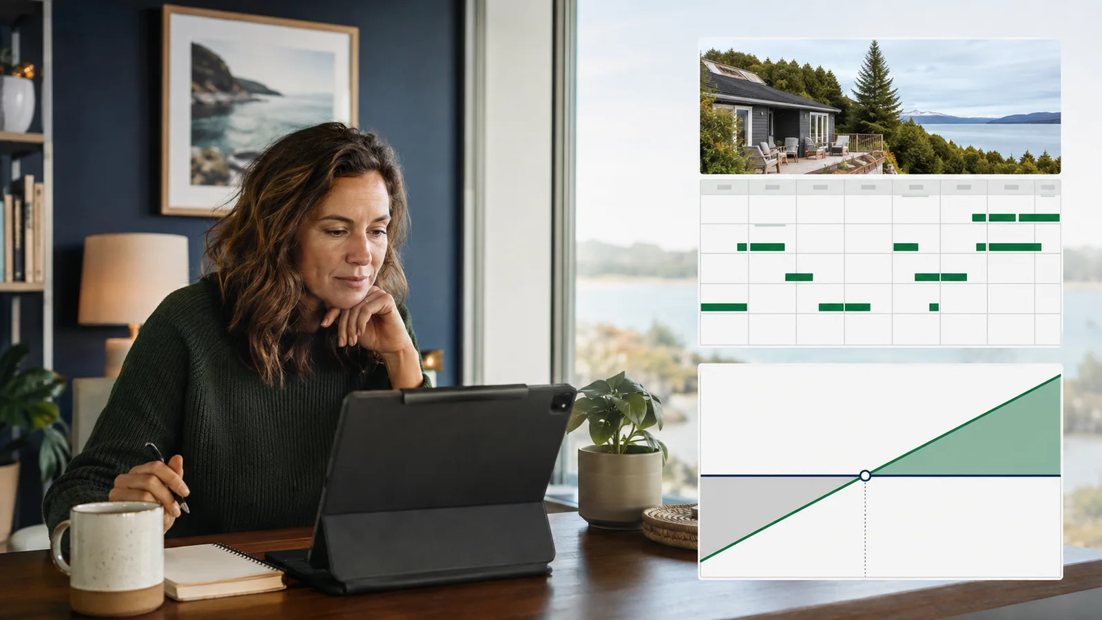 Vacation rental host comparing a booking calendar with a break-even contribution line