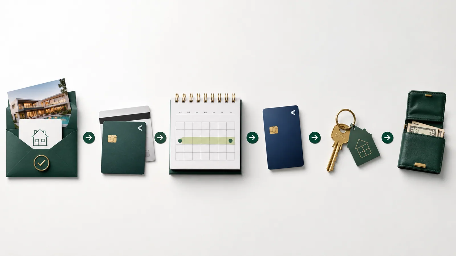 Vacation rental payment timeline from reservation and deposit to balance, arrival and payout