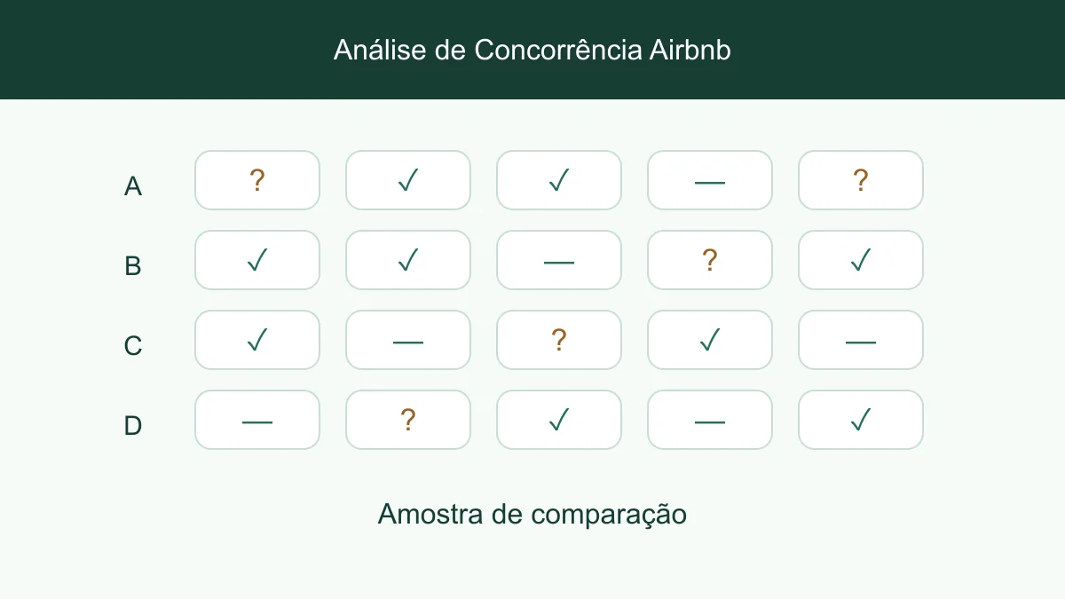 Quatro anúncios comparados entre amenidades confirmadas e desconhecidas