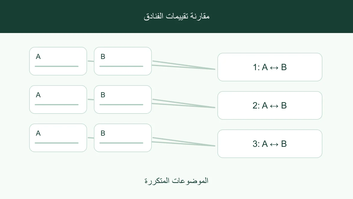 فندقَان تمت مقارنتهما عبر سمات الراحة والموقع والخدمة كما يذكرها الضيوف
