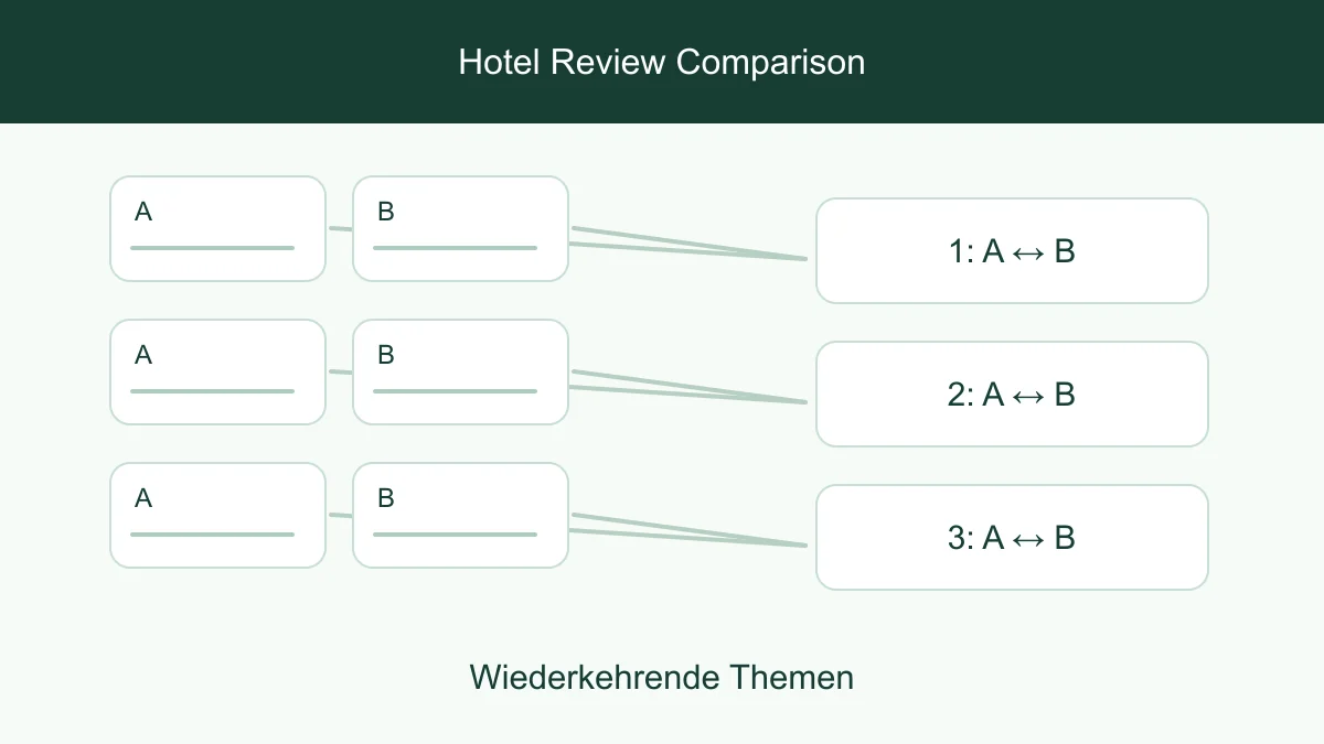 Zwei Hotels im Vergleich über Themen zu Komfort, Lage und Service aus Gästebucheinträgen