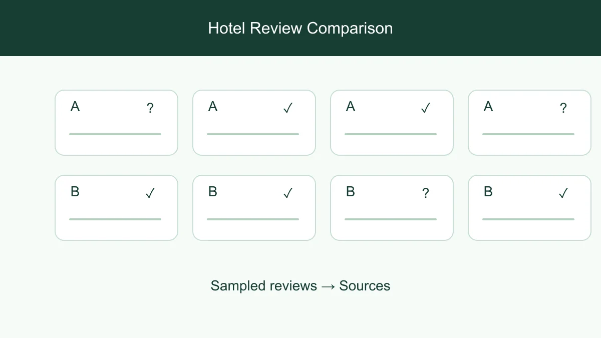 Separate review samples retaining hotel attribution and review dates