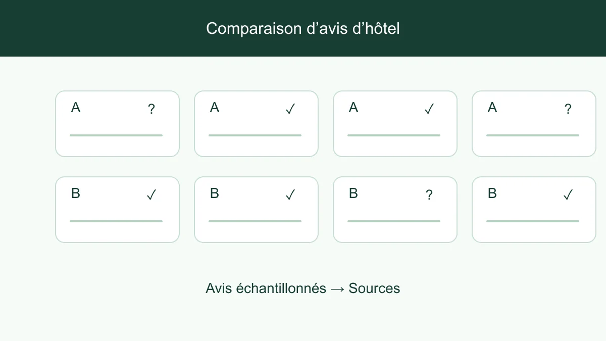 Échantillons d’avis séparés en conservant l’attribution à l’hôtel et les dates d’avis