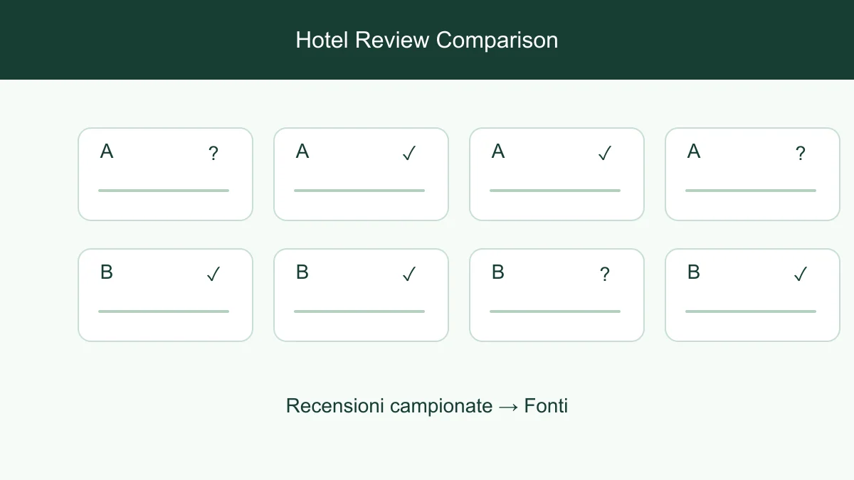 Campioni di recensioni separati mantenendo attribuzione all’hotel e date delle recensioni