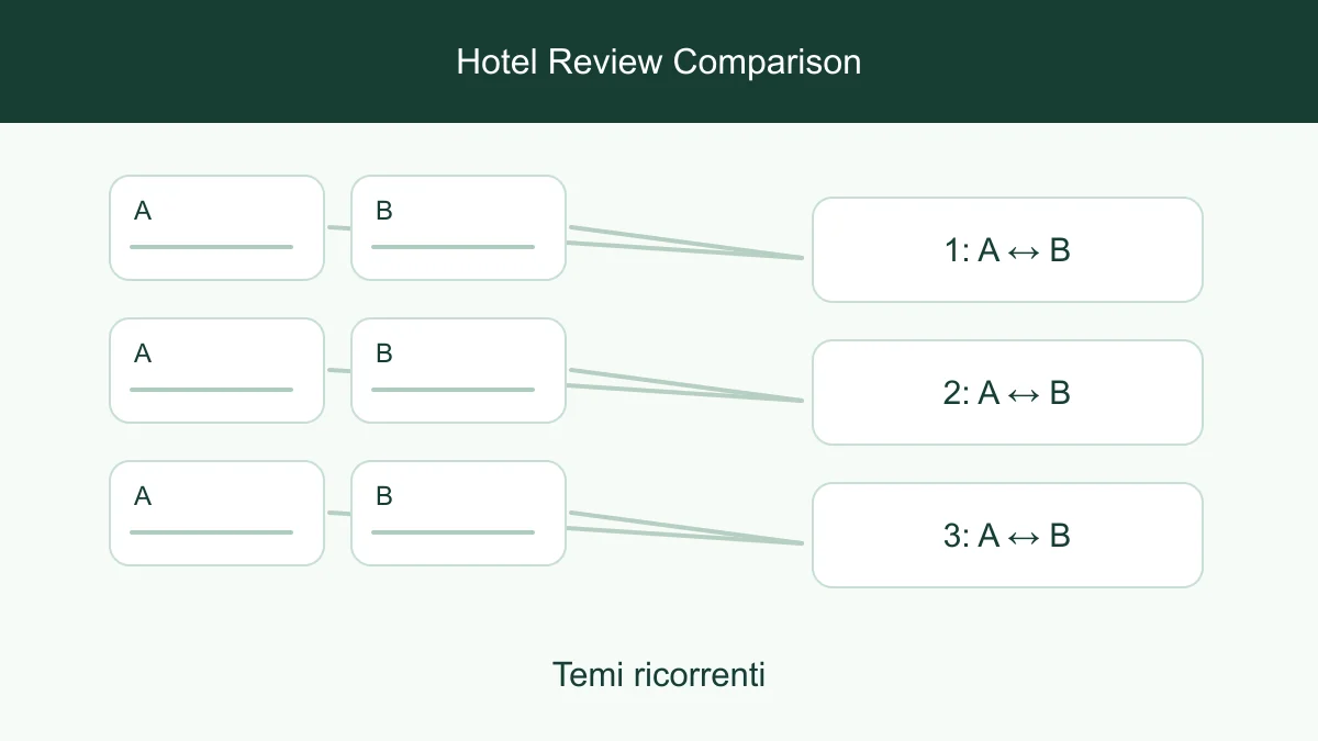 Due hotel confrontati su temi di comfort, posizione e servizio segnalati dagli ospiti