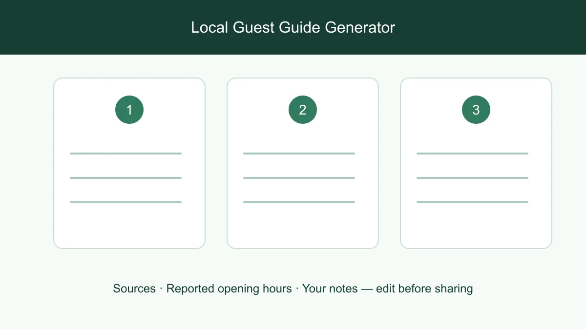 Host reviewing place sources before adding notes to a guest guide
