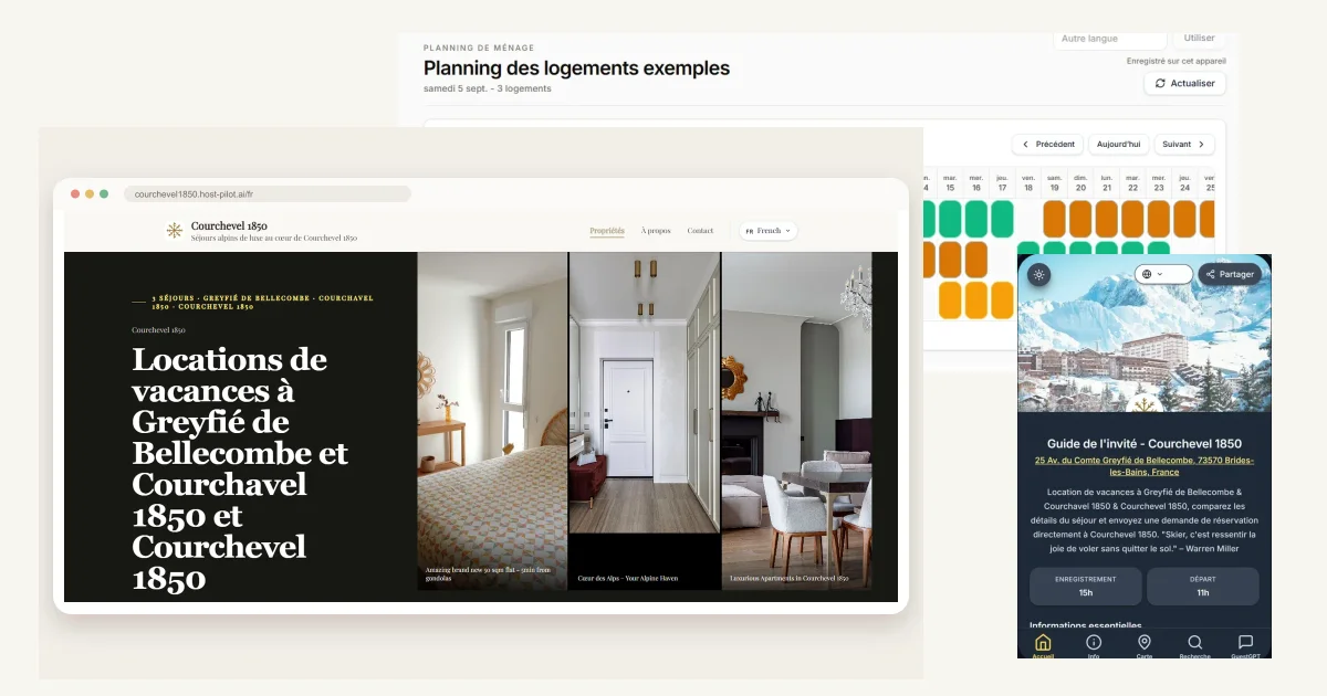 alternative à Hostfully. Espace Host Pilot avec les informations opérationnelles utiles à cette décision