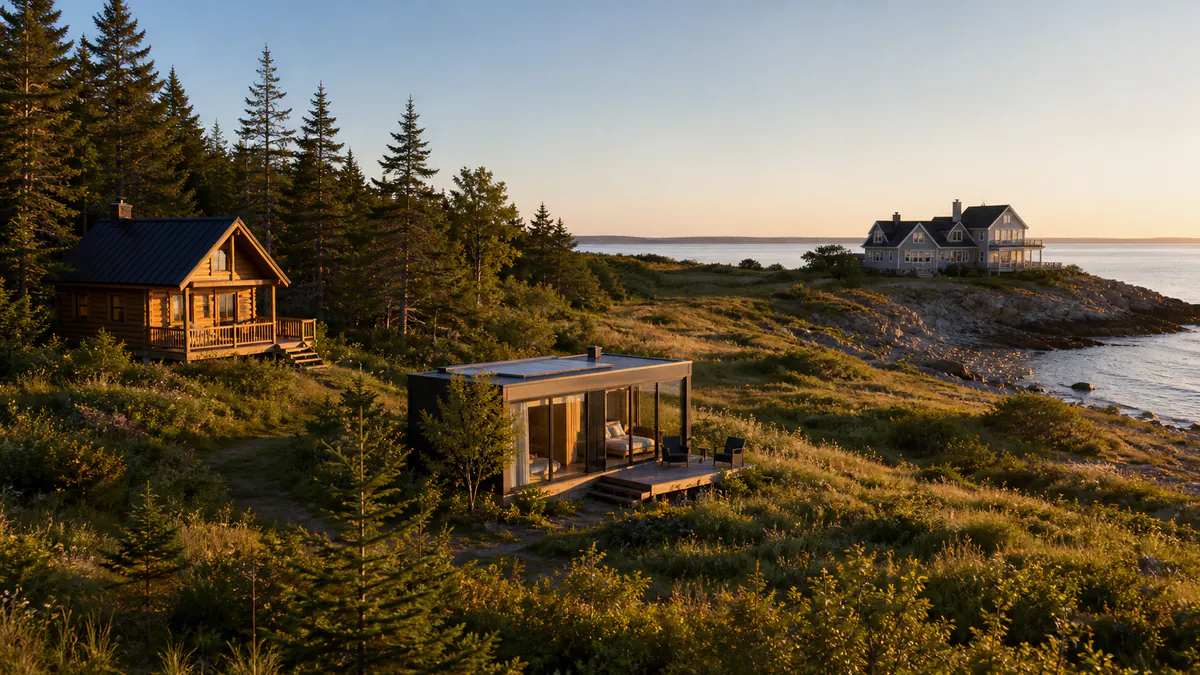 A varied landscape of distinctive vacation rentals designed around forest, coast and mountain settings