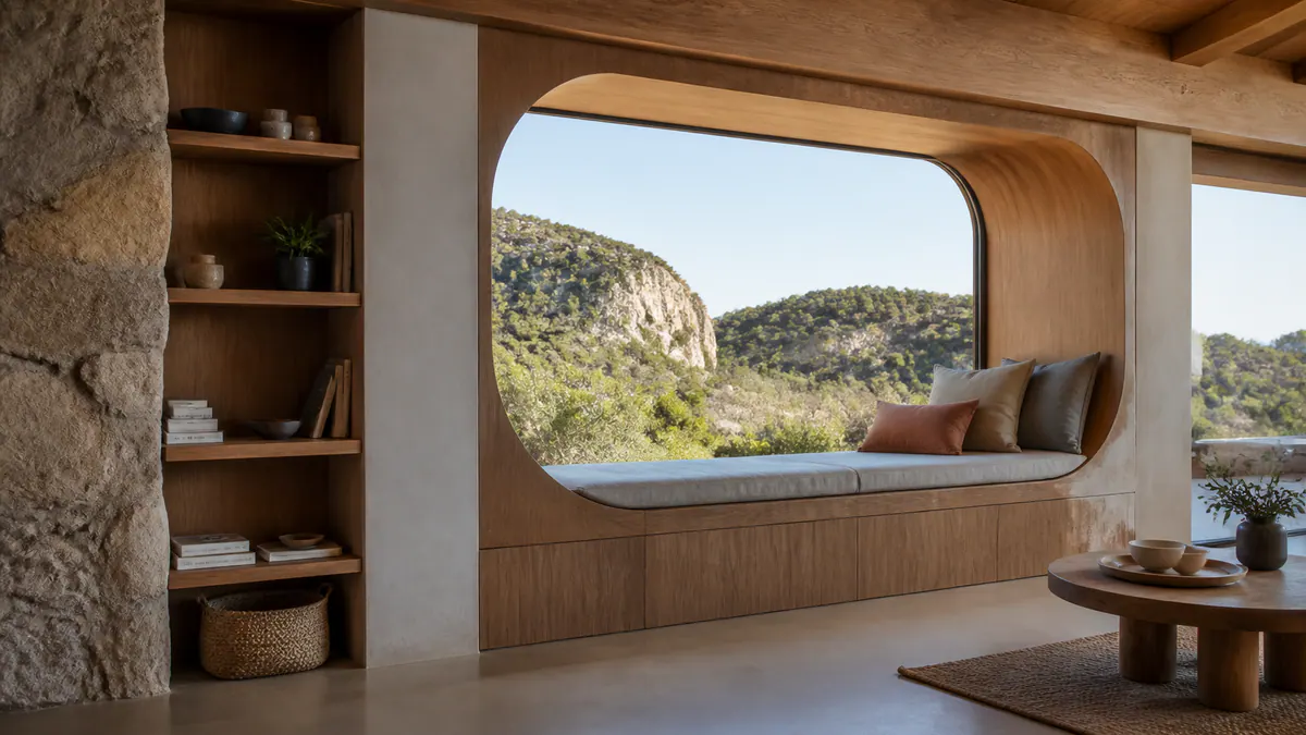 Original architectural details that connect a rental interior to its landscape