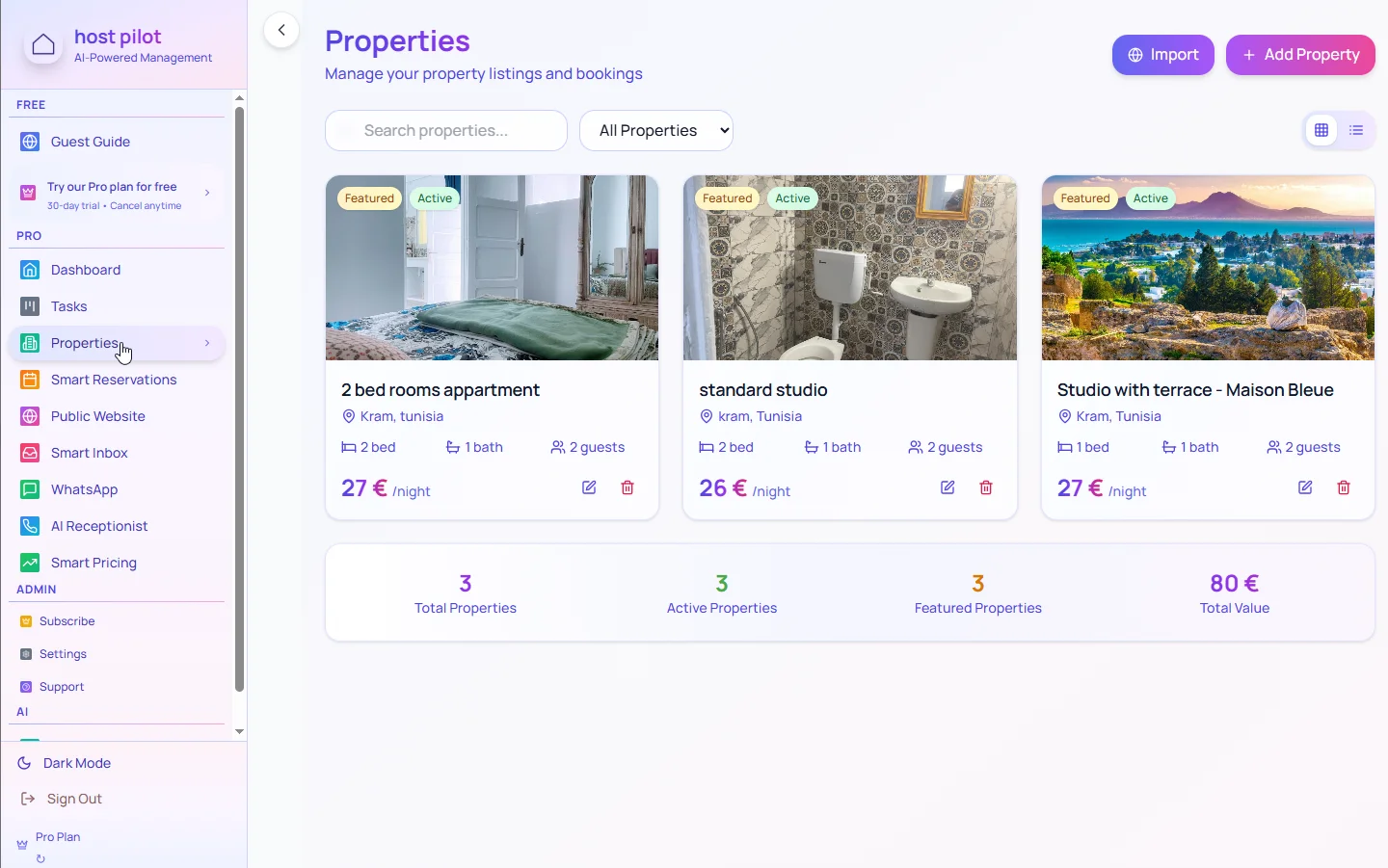 Software de gestión Airbnb importando propiedades y datos del anuncio