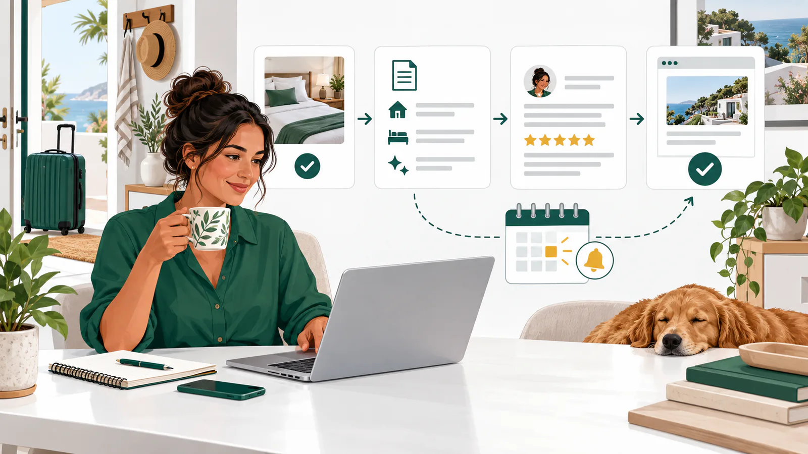 Internal reminder flow from checkout to drafted and submitted Airbnb review