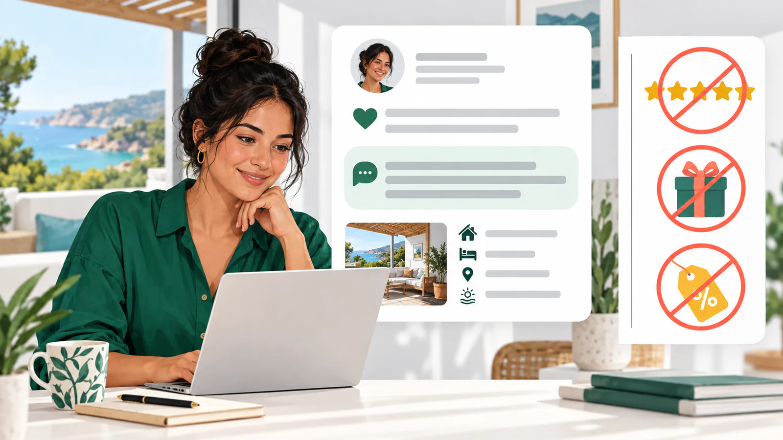 Ethical Airbnb review request separating gratitude, honest invitation and optional property context