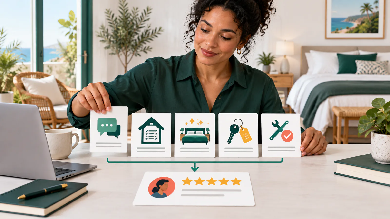 Factual Airbnb guest review assembled from observed communication, rules, property condition and checkout