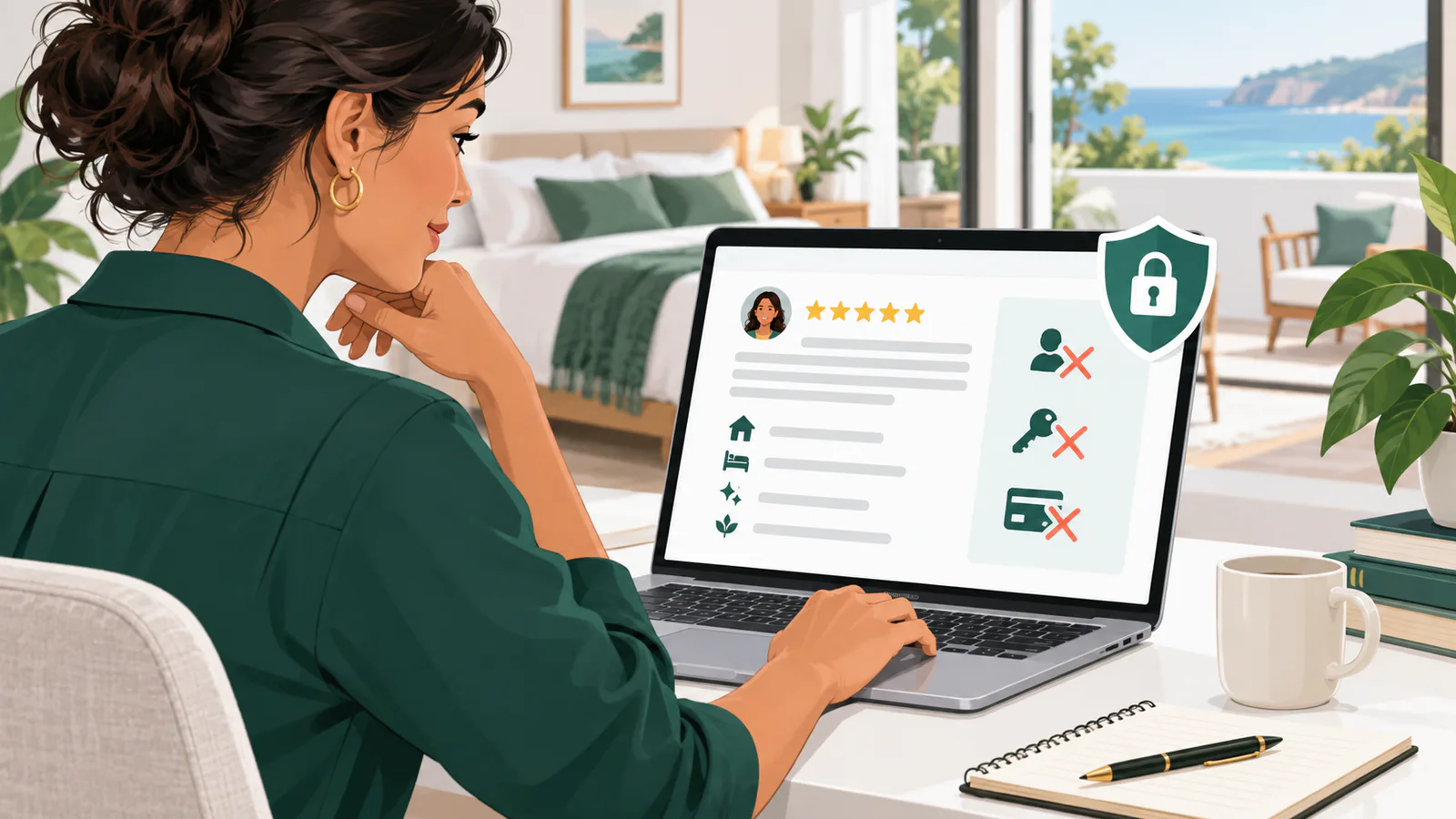 Host checking an Airbnb guest review for fairness, privacy and unsupported claims
