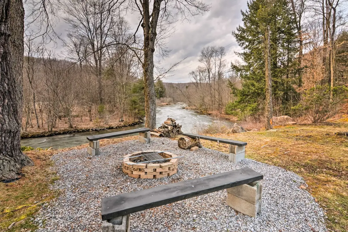 Exterior | Riverfront Property | Fire Pit at Riverside Lodge in Wilcox