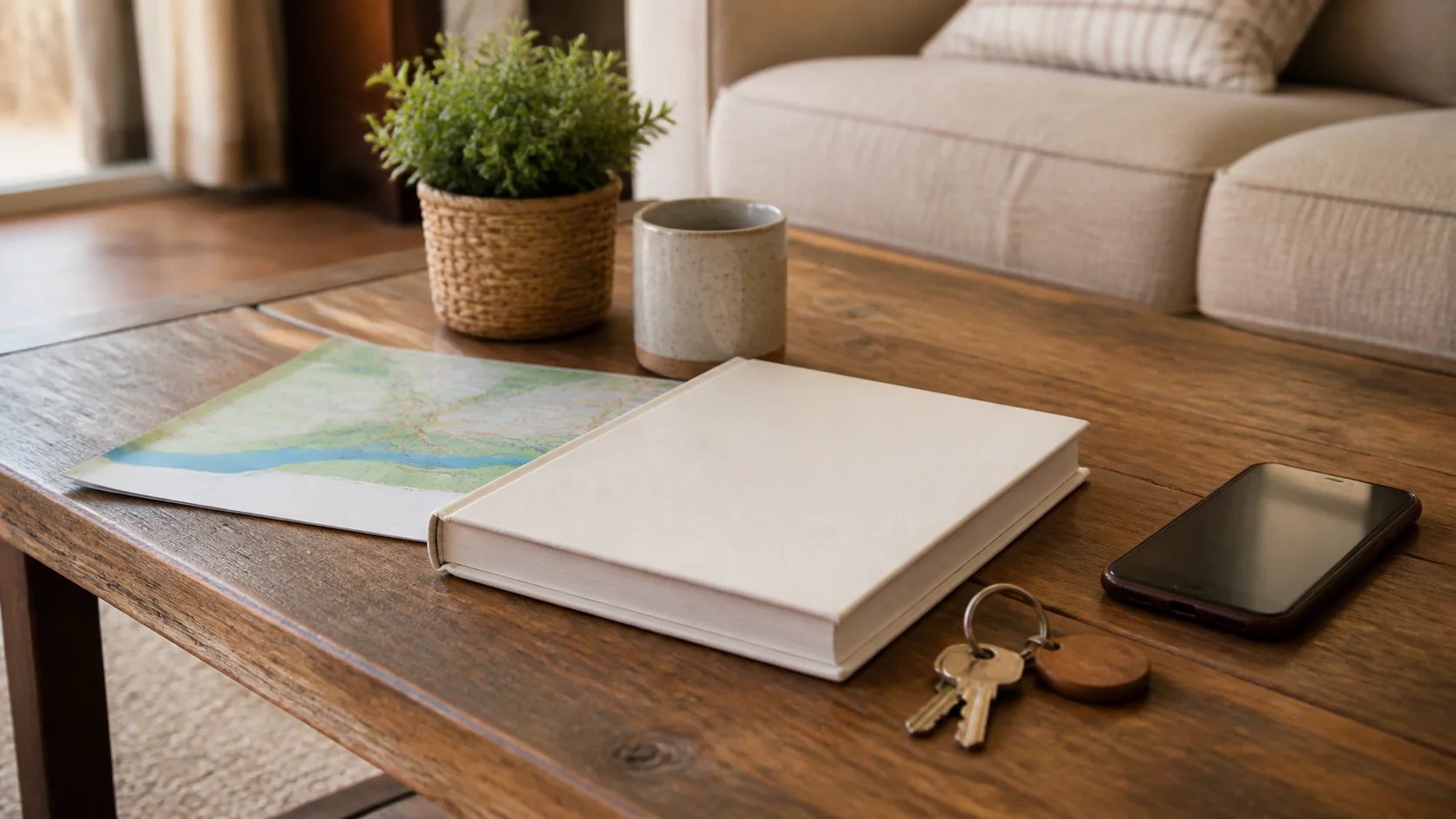 Airbnb welcome book template with keys and local information in a vacation rental