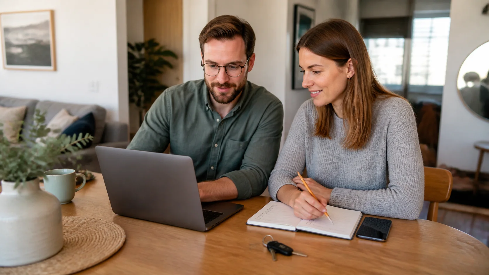 Host checking an Airbnb arrival handoff in a vacation rental entryway